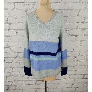 J. Jill Sweater Womens XS soft plush comfy Striped normcore corpcore office